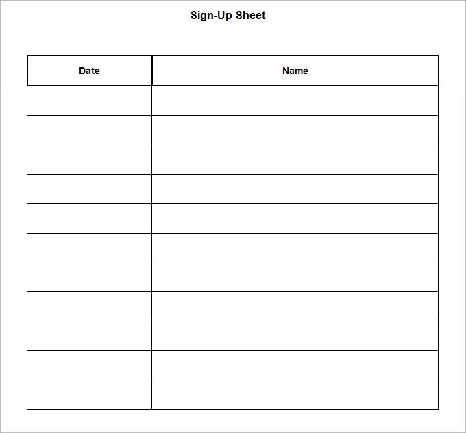 Sign Up Sheet Printable Template Printable Templates