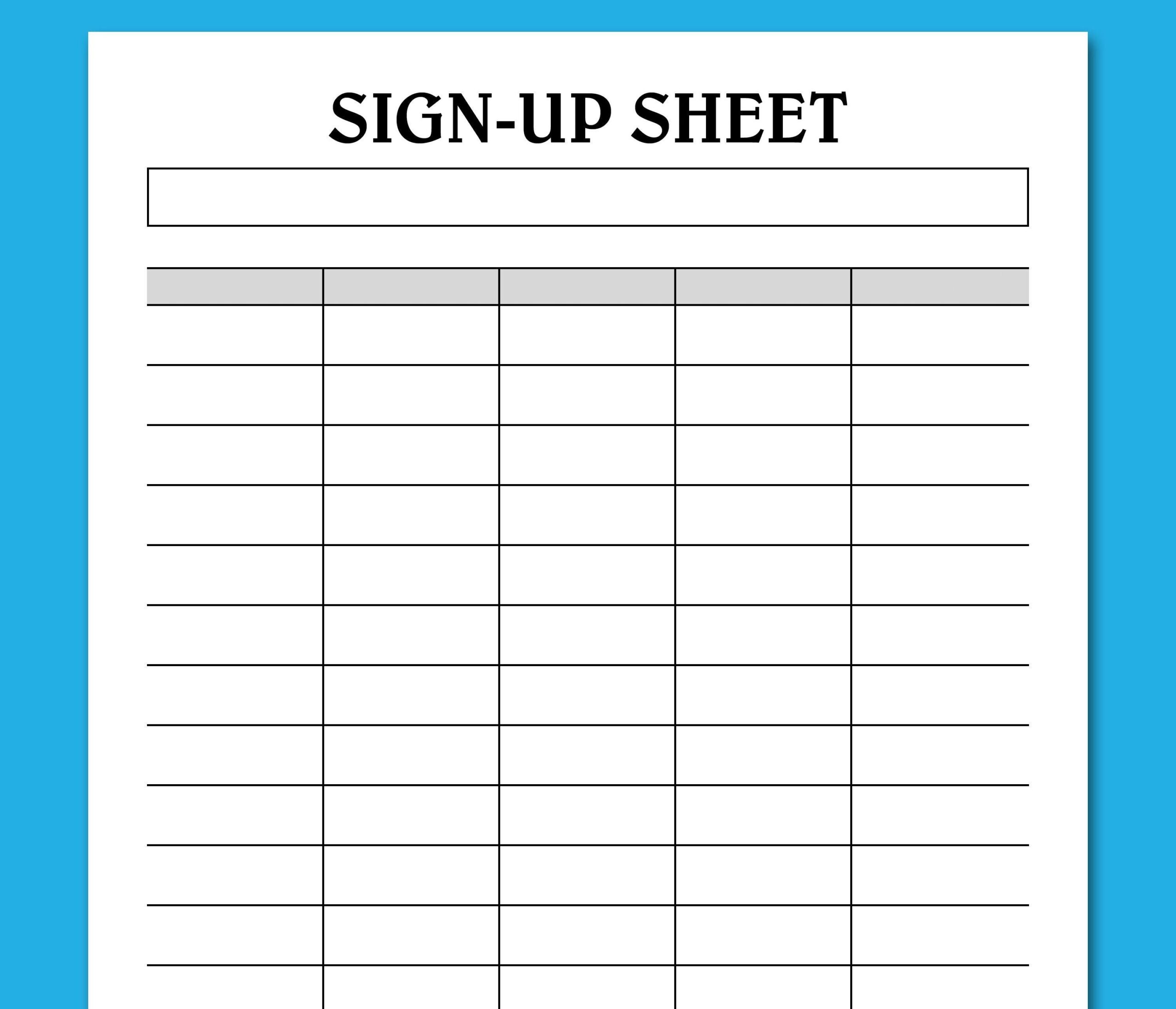 Sign Up Sheet Template Printable