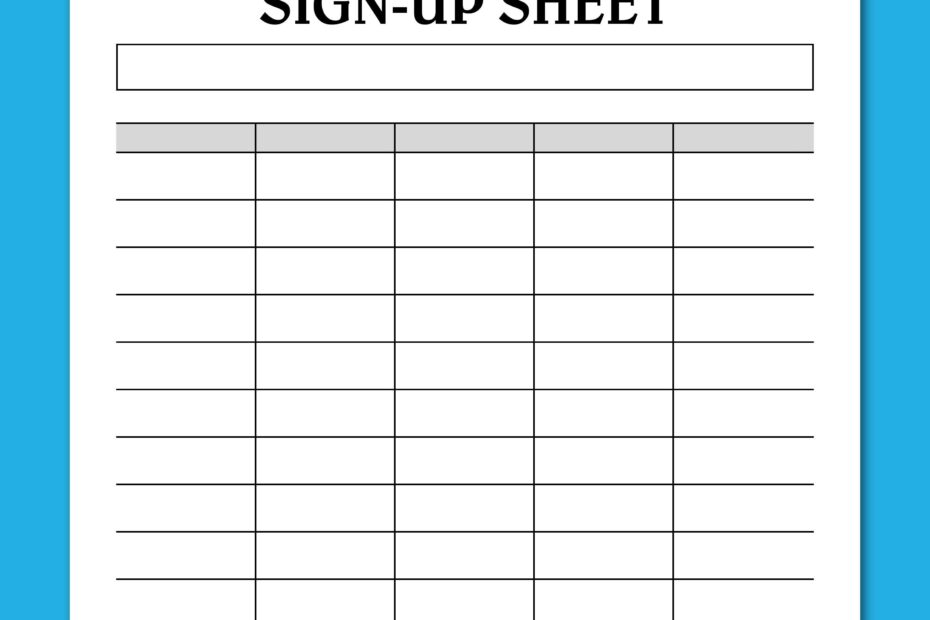 Sign Up Sheet Template Printable
