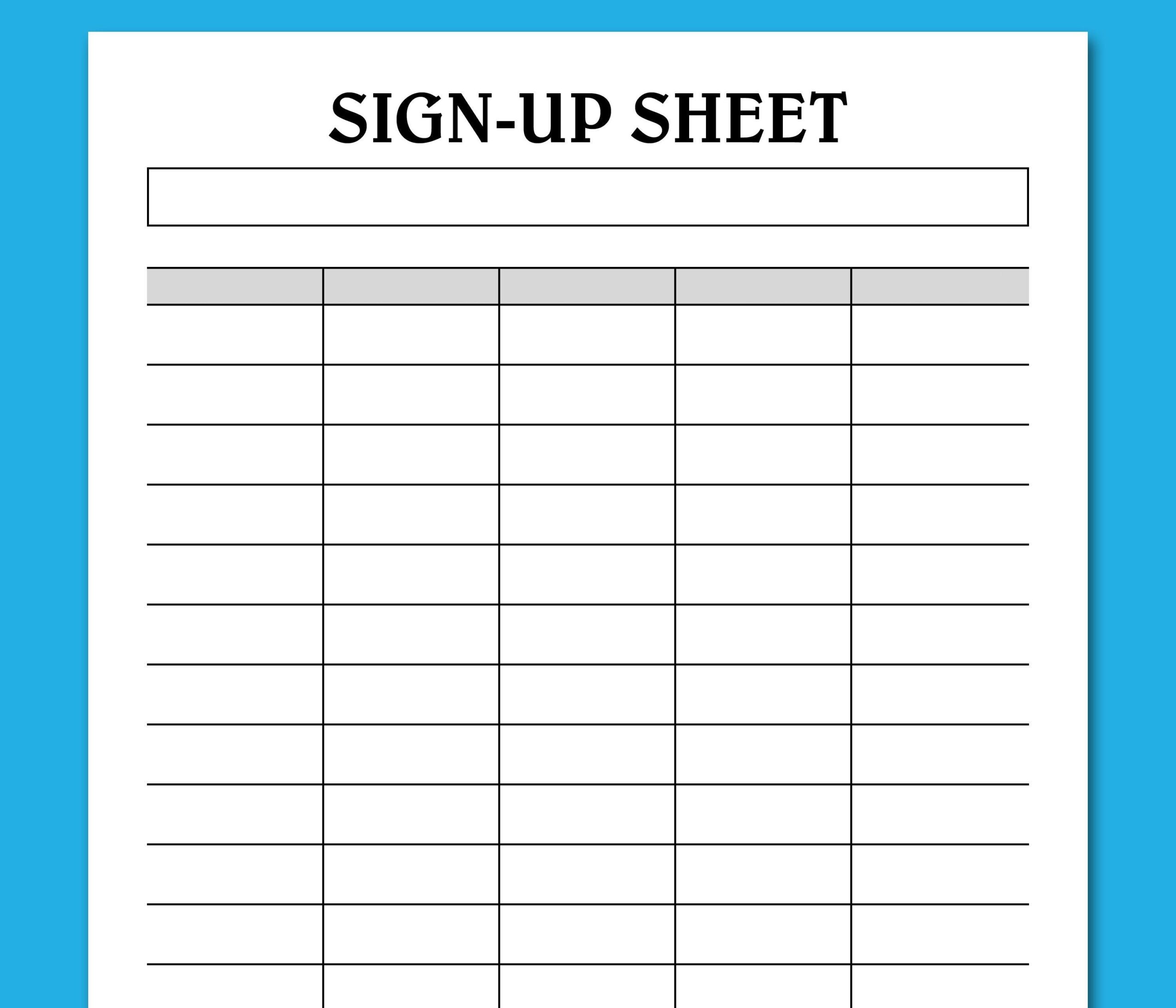 Sign Up Sheet Template Printable