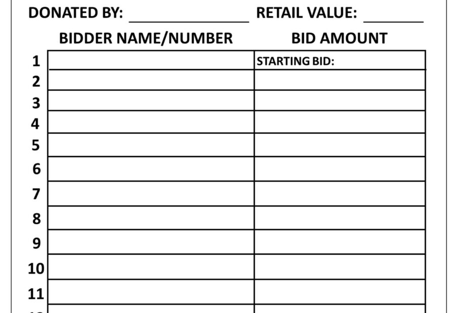 Silent Auction Bid Sheet PDF Instant Download Etsy In 2024 Silent