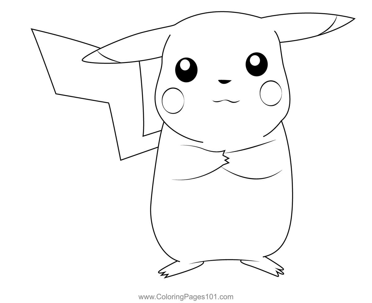 Singal Pikachu Coloring Page For Kids Free Pikachu Printable Coloring 