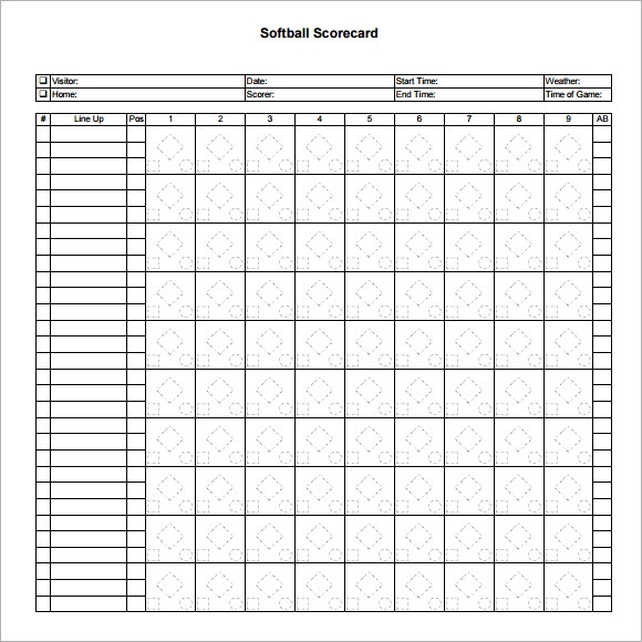 Softball Printable Score Sheets