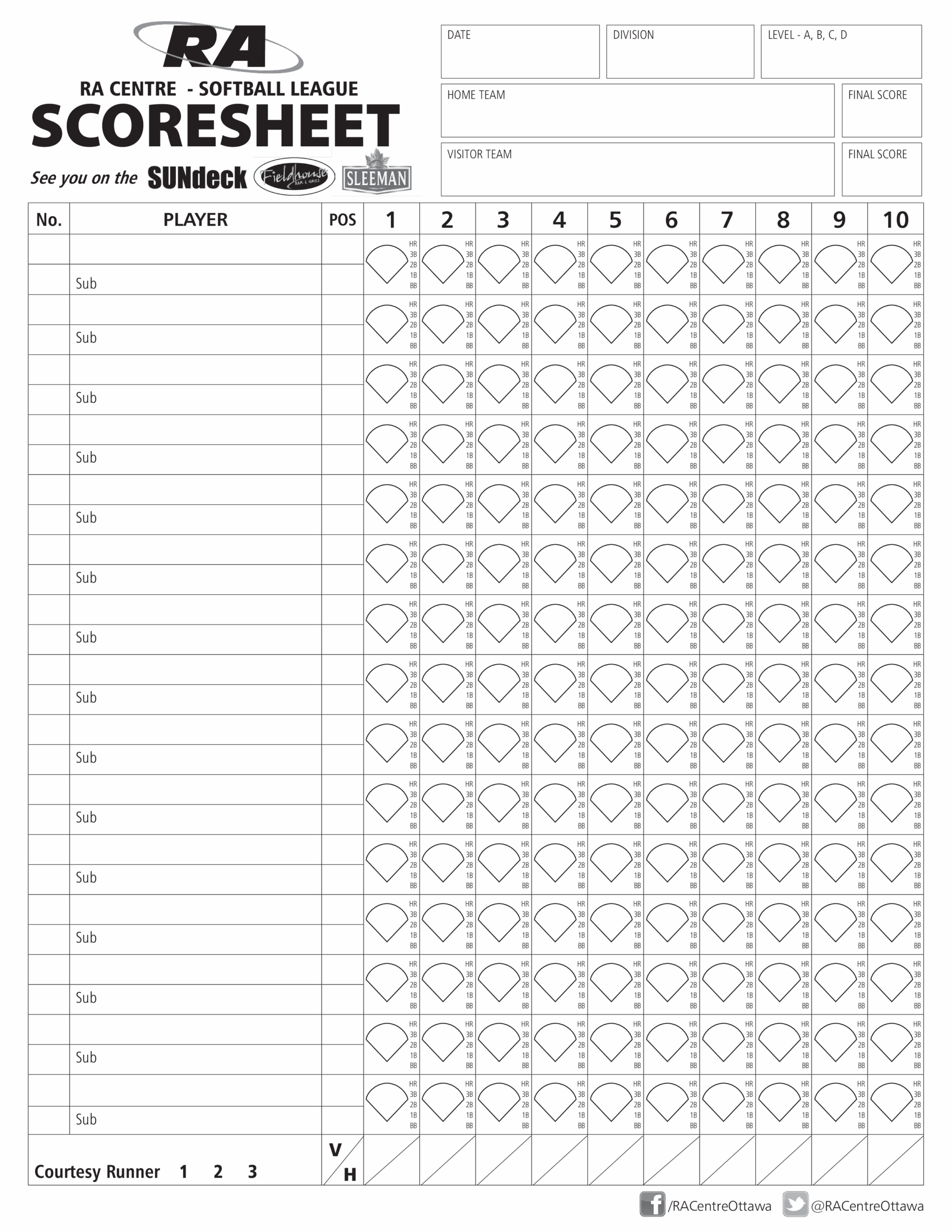 Softball Printable Score Sheets