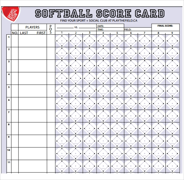 Softball Printable Score Sheets