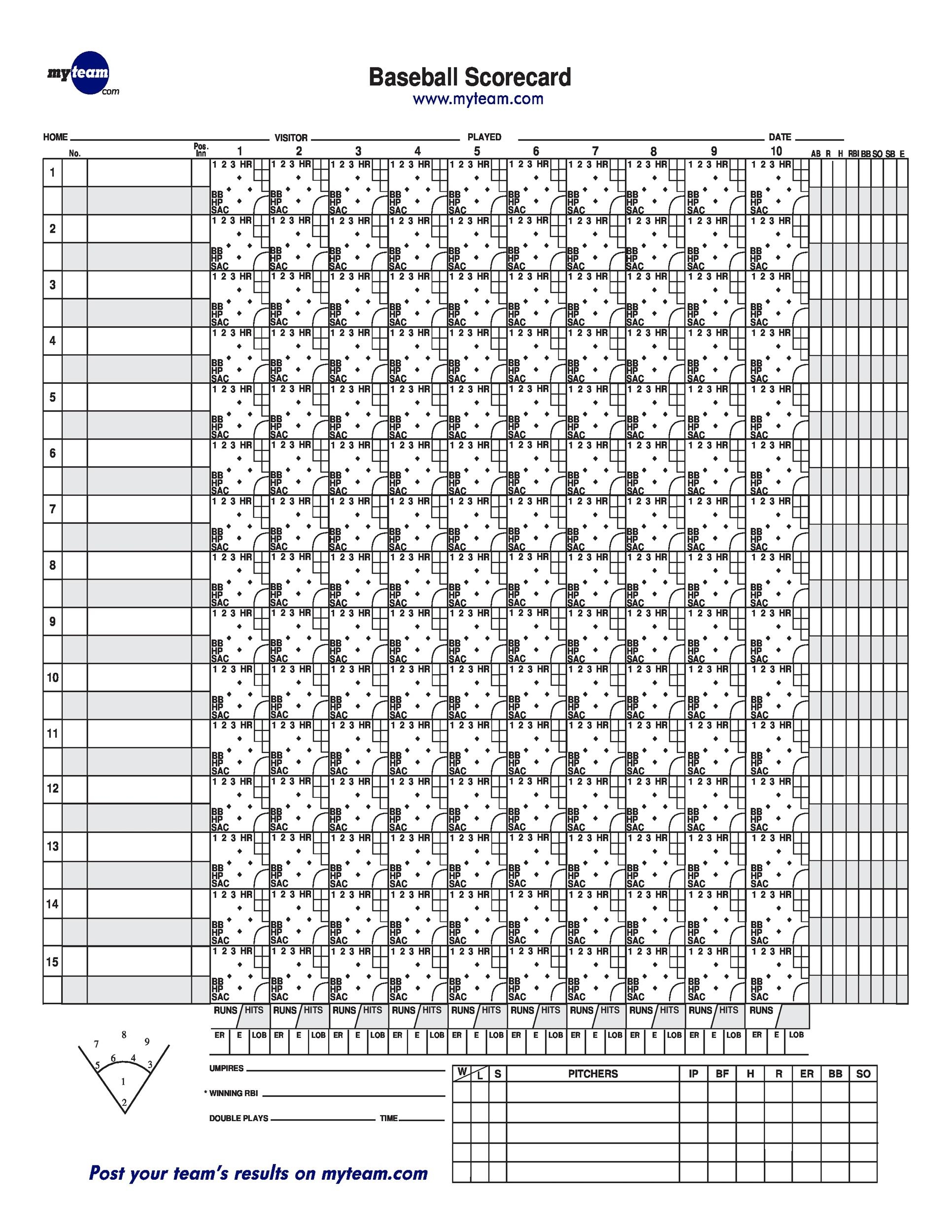 Softball Scoring Sheet Printable