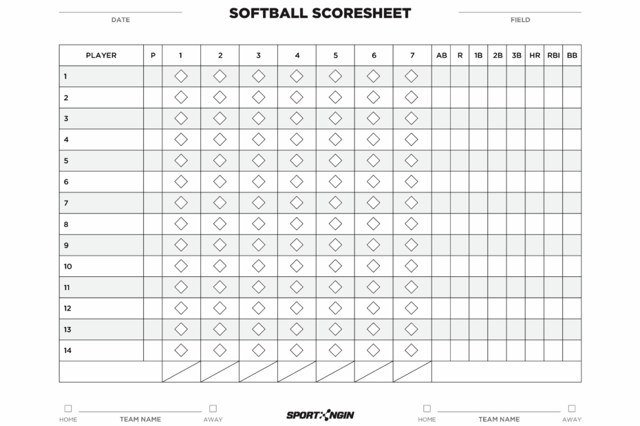 Softball Scoring Sheet Printable