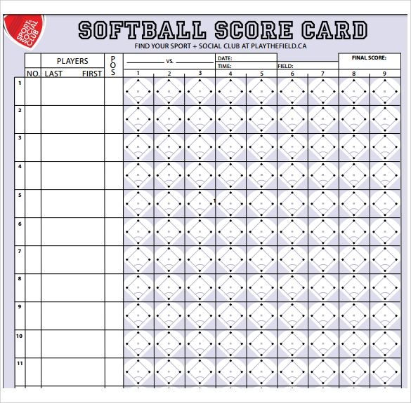 Softball Scoring Sheet Printable