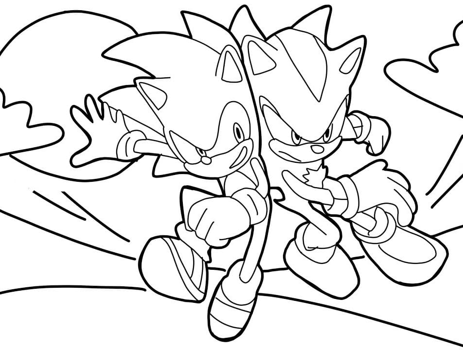Sonic And Shadow The Hedgehog Coloring Page Free Printable Coloring 