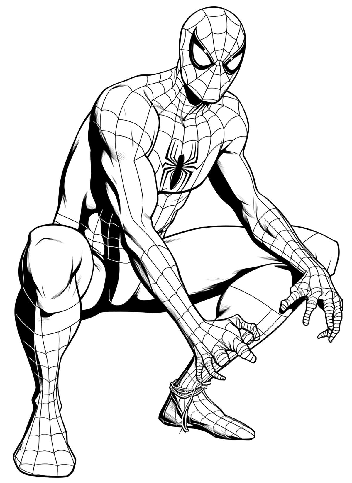 Spiderman Sits Coloring Page Download Print Or Color Online For Free