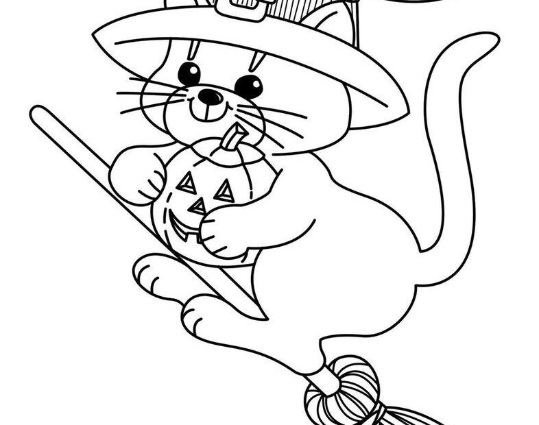 Spooky Cat Coloring Pages Free Printable Coloring Pages