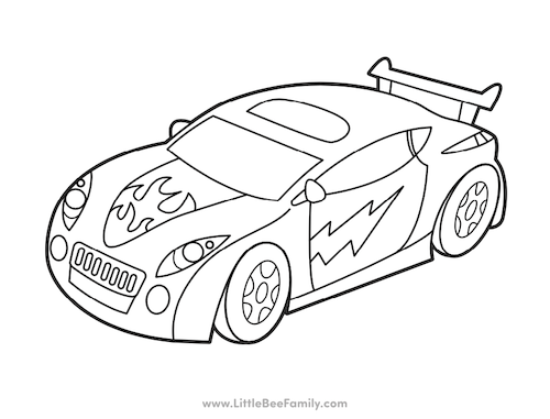 Sports Car Coloring Page Little Bee Family