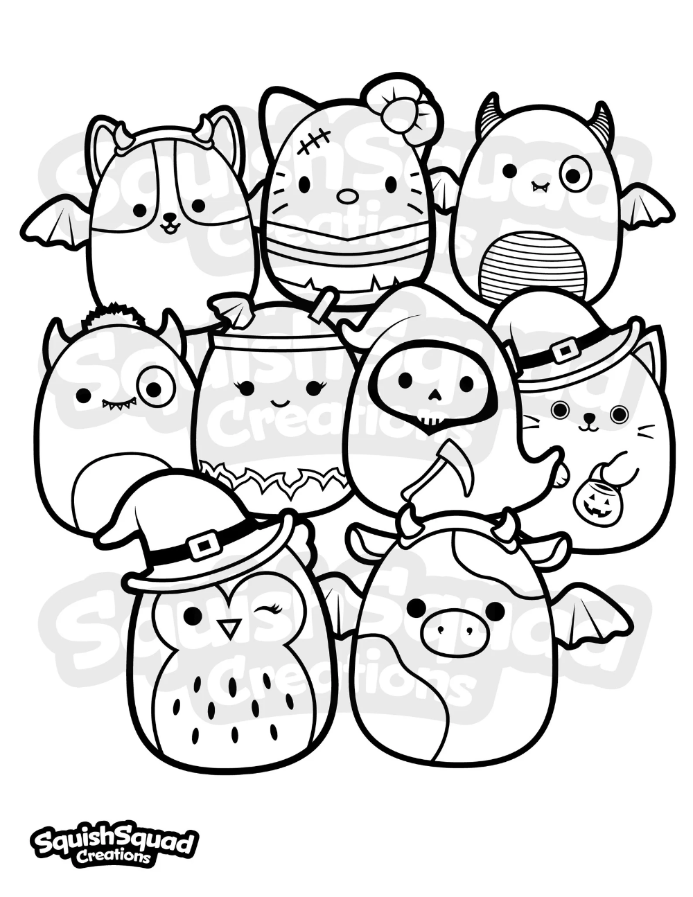 Squishmallow Halloween Coloring Page Printable Squishmallow Etsy 