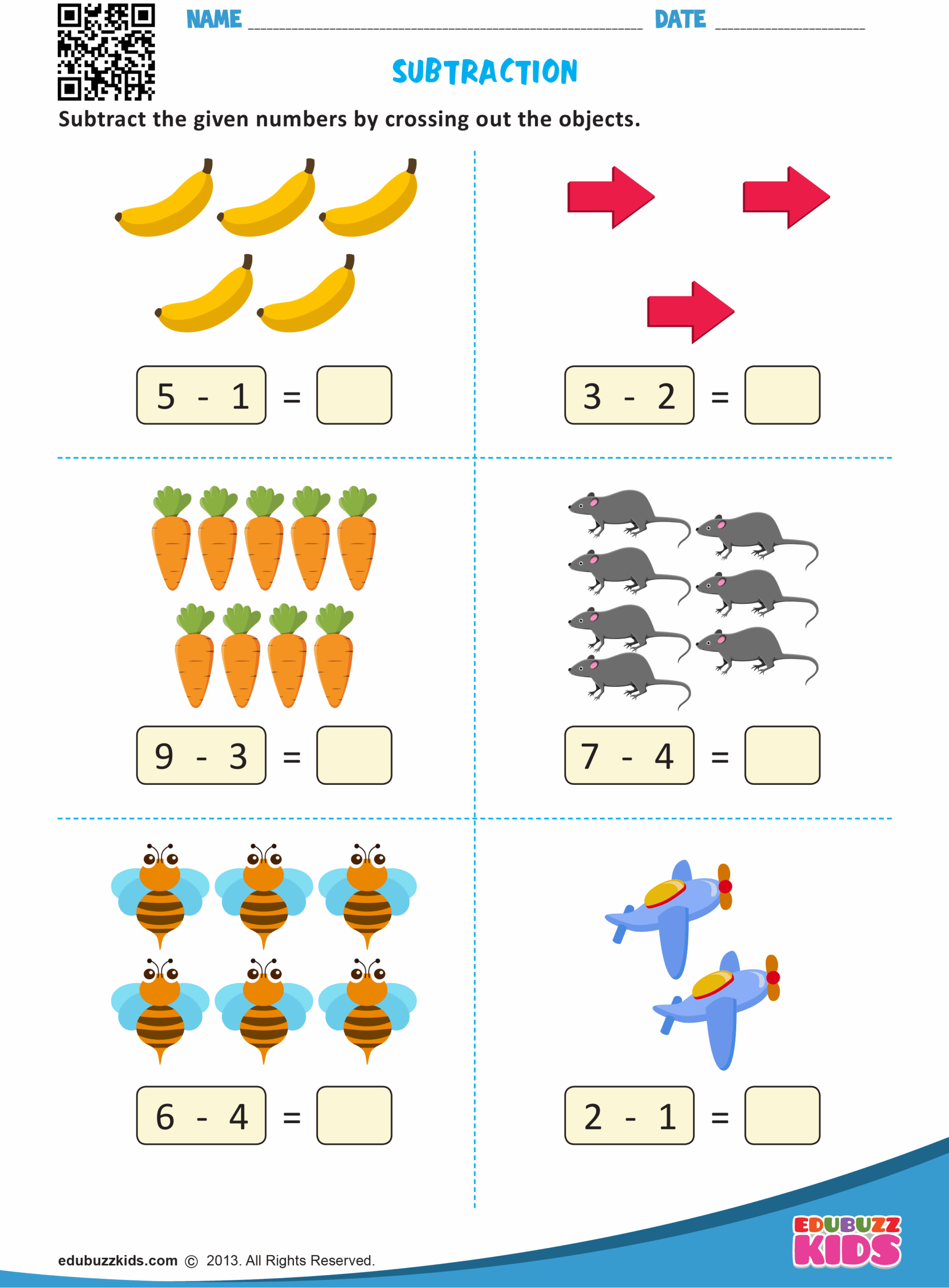 Subtraction 0 20 Printable Sheets