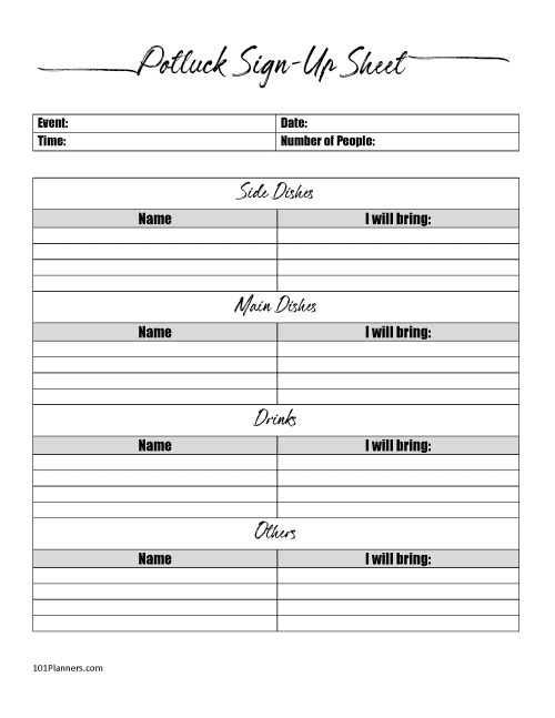 Taco Sign Up Sheet Printable Printable Calendars AT A GLANCE