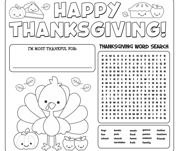 Thanksgiving Activity Sheet 12 Free PDF Printables Printablee
