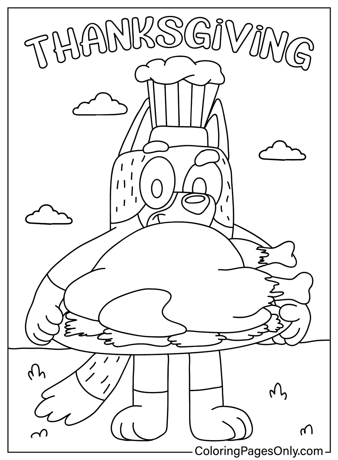 Thanksgiving Bluey Coloring Page Free Printable Coloring Pages