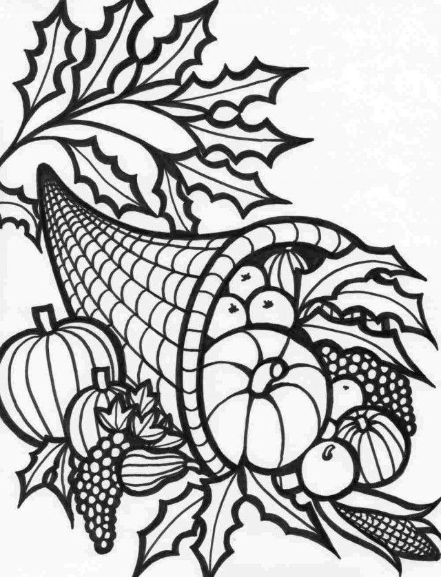 Thanksgiving Food Coloring Pages Cornucopia Free Printable Coloring Pages