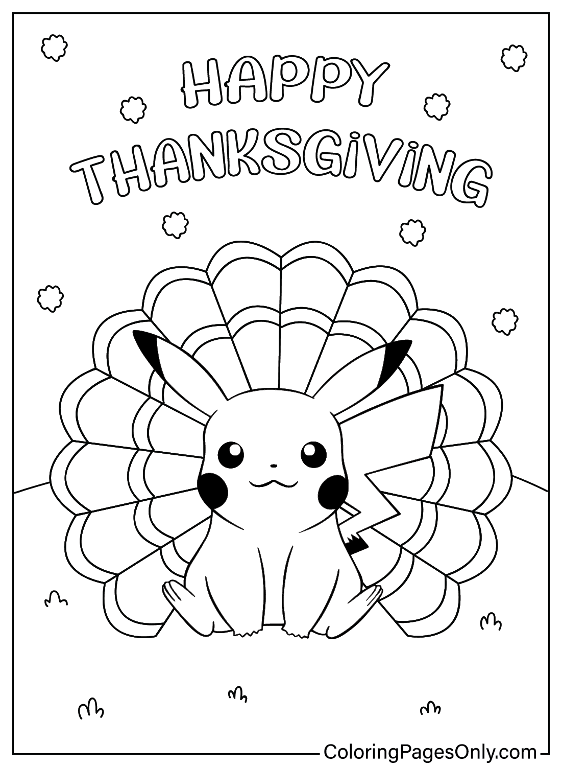Thanksgiving Pikachu Coloring Page Free Printable Coloring Pages
