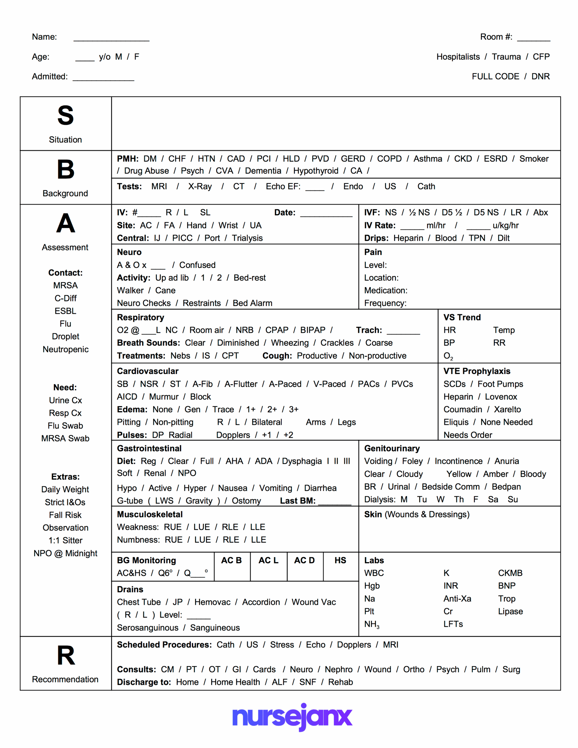 The Ultimate Nursing Brain Sheet Database 33 Nurse Report Sheet 
