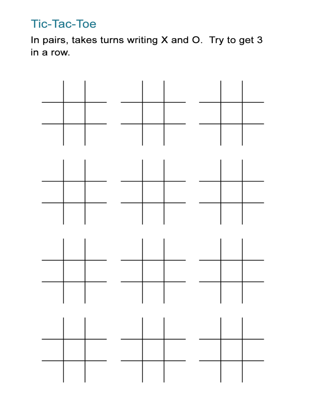 Tic Tac Toe Printable Sheets Udlvirtual esad edu br