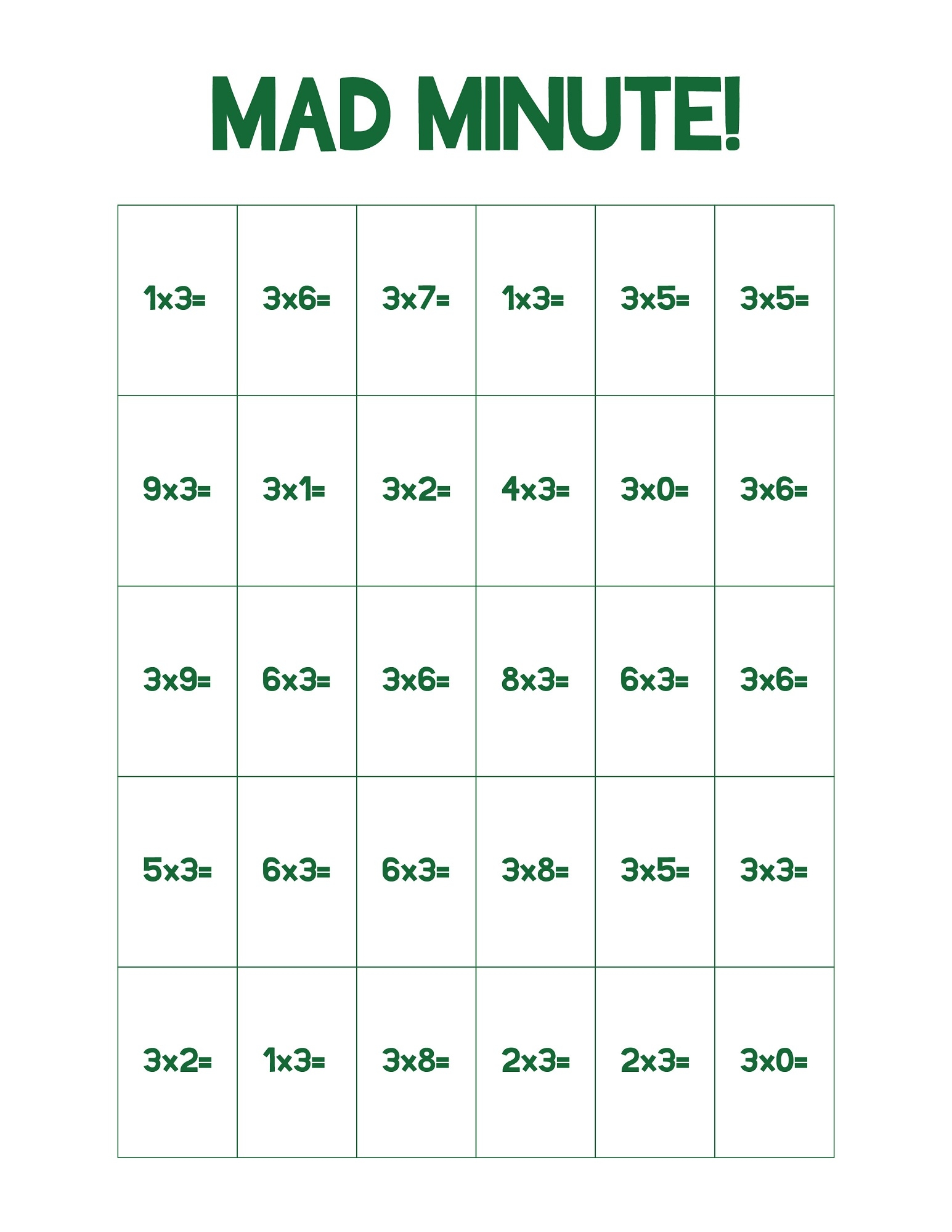 Times Math Sheets Printable