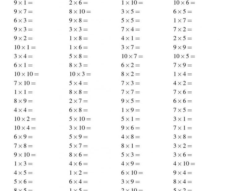 Times Table Practice Sheets Activity Shelter
