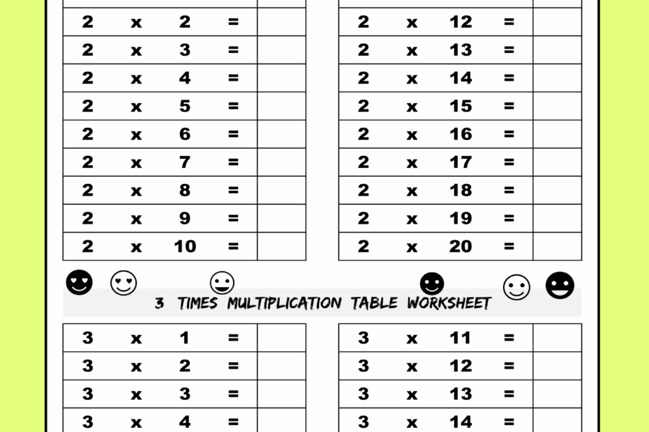 Times Table Practice Sheets Coastalmasop