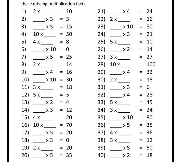Times Tables Practice Sheets Printable