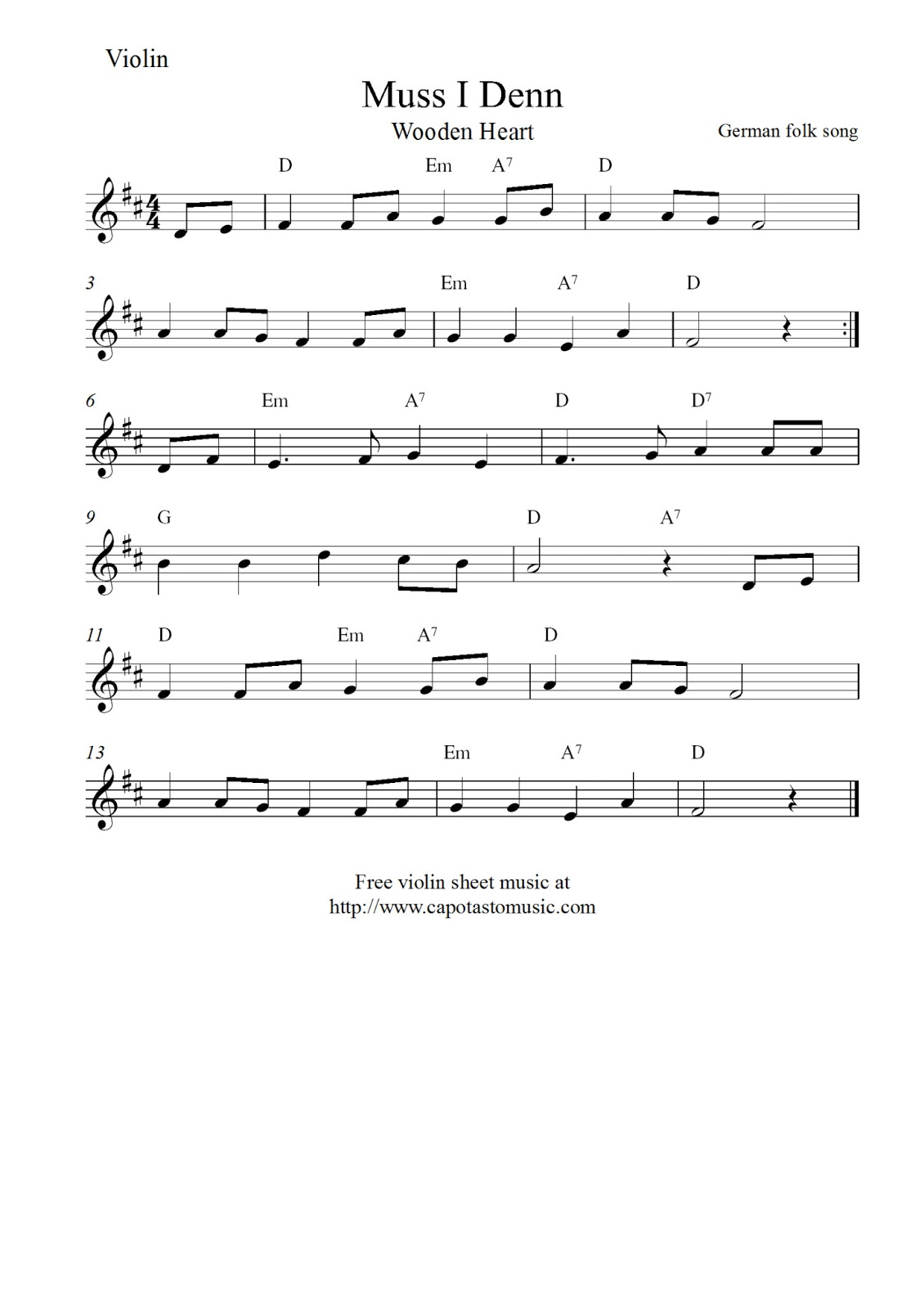 Violin Printable Music Sheets