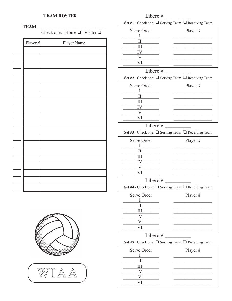 Volleyball Lineup Sheet Fillable Form Printable Forms Free Online