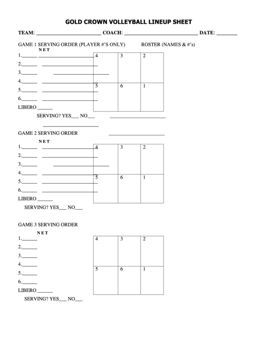 Volleyball Lineup Sheet Printable Printable Word Searches