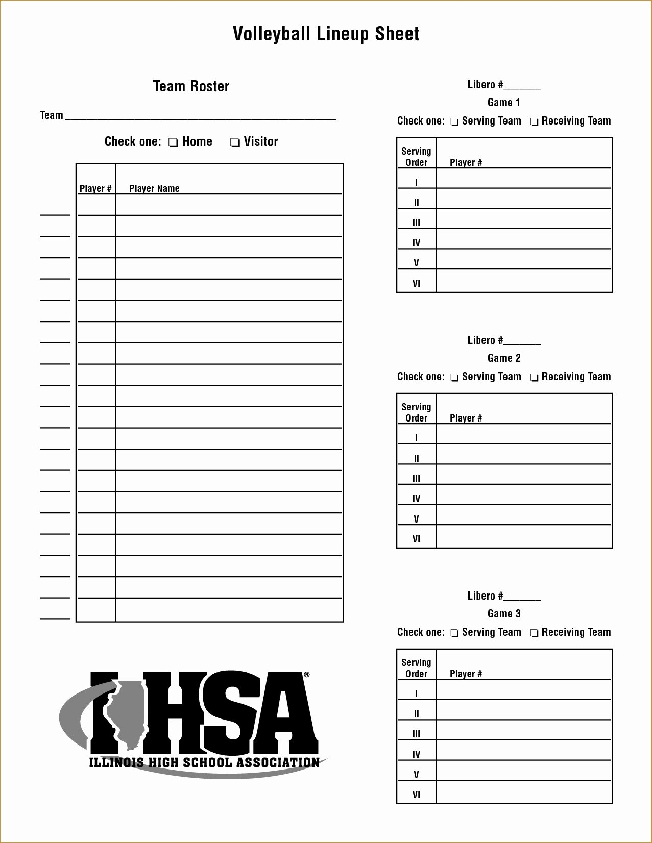 Volleyball Printable Lineup Sheets Printable Calendar