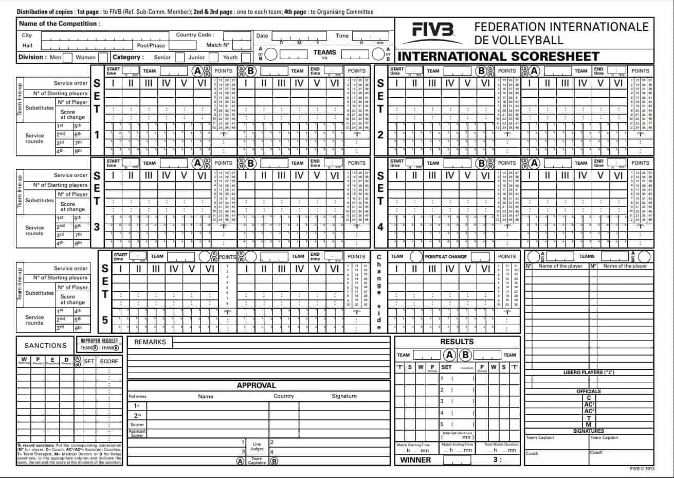 Volleyball Scoresheet Printable