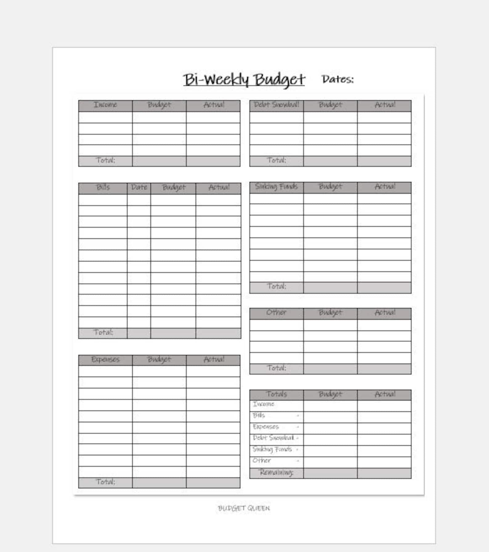 Weekly Budget Template Free Printable