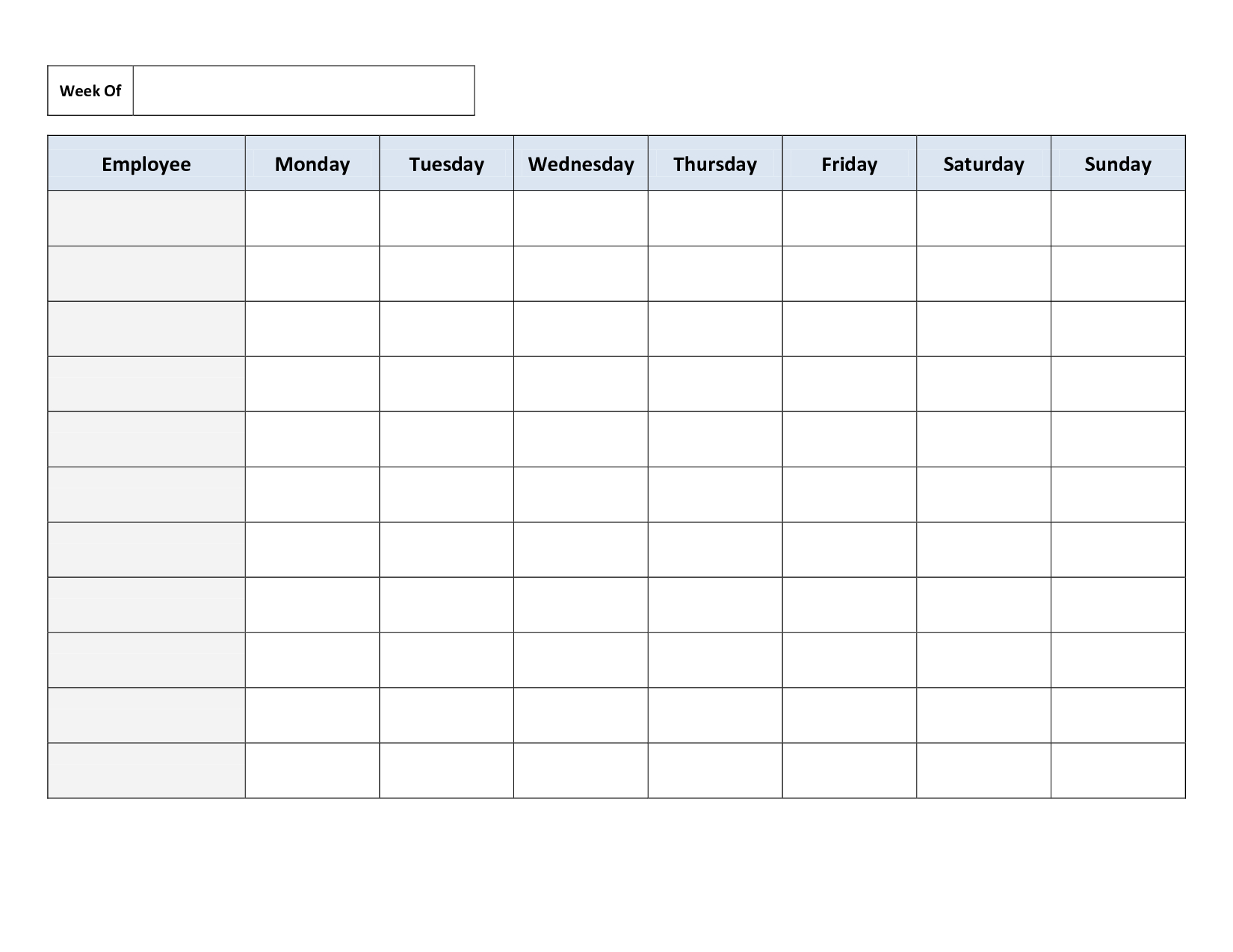 Weekly Employee Work Schedule Template Free Blank Schedule pdf Free 