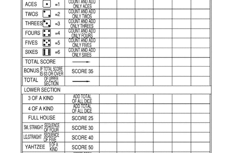 Yahtzee Sheets Printable Learning Printable